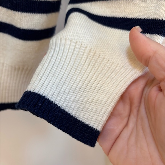 Vintage Counterparts Navy and White Striped Nautical Sweater w/ Crest Small Wool - Picture 4 of 9